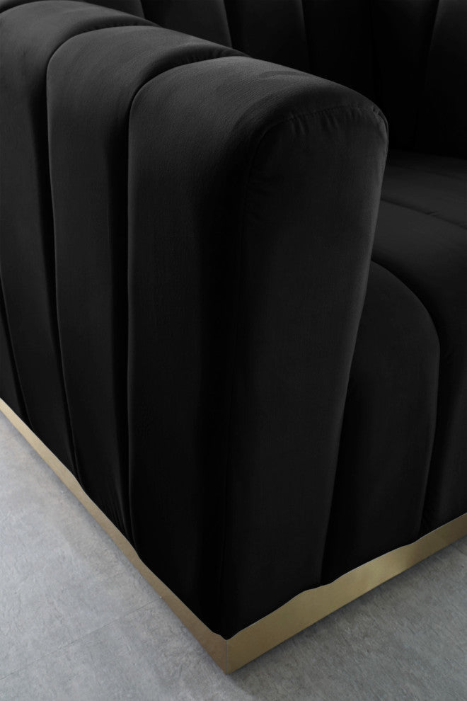Marlon Velvet Upholstered Sofa, Black