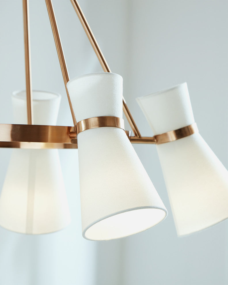 Clark Five Light Chandelier, Satin Brass