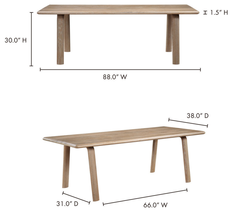 Malibu Dining Table White Oak