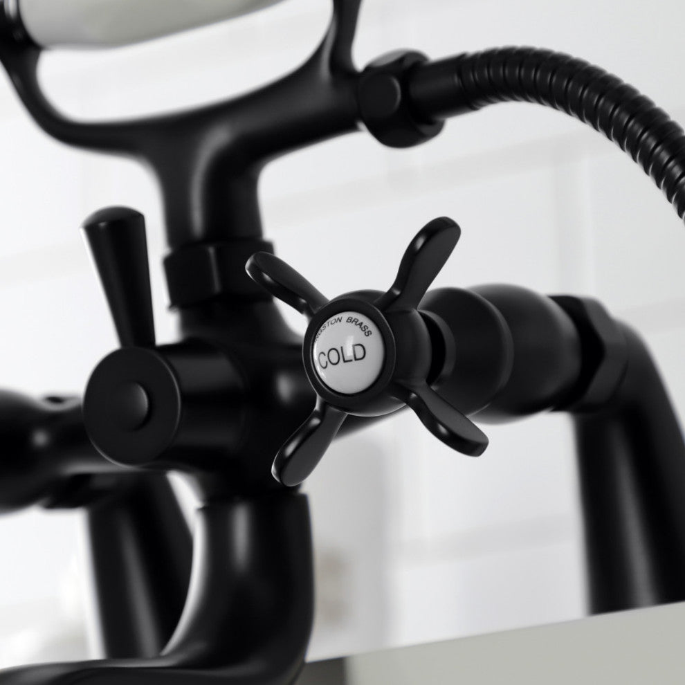 KS247MB Deck Mount Clawfoot Tub Faucet With Hand Shower, Matte Black