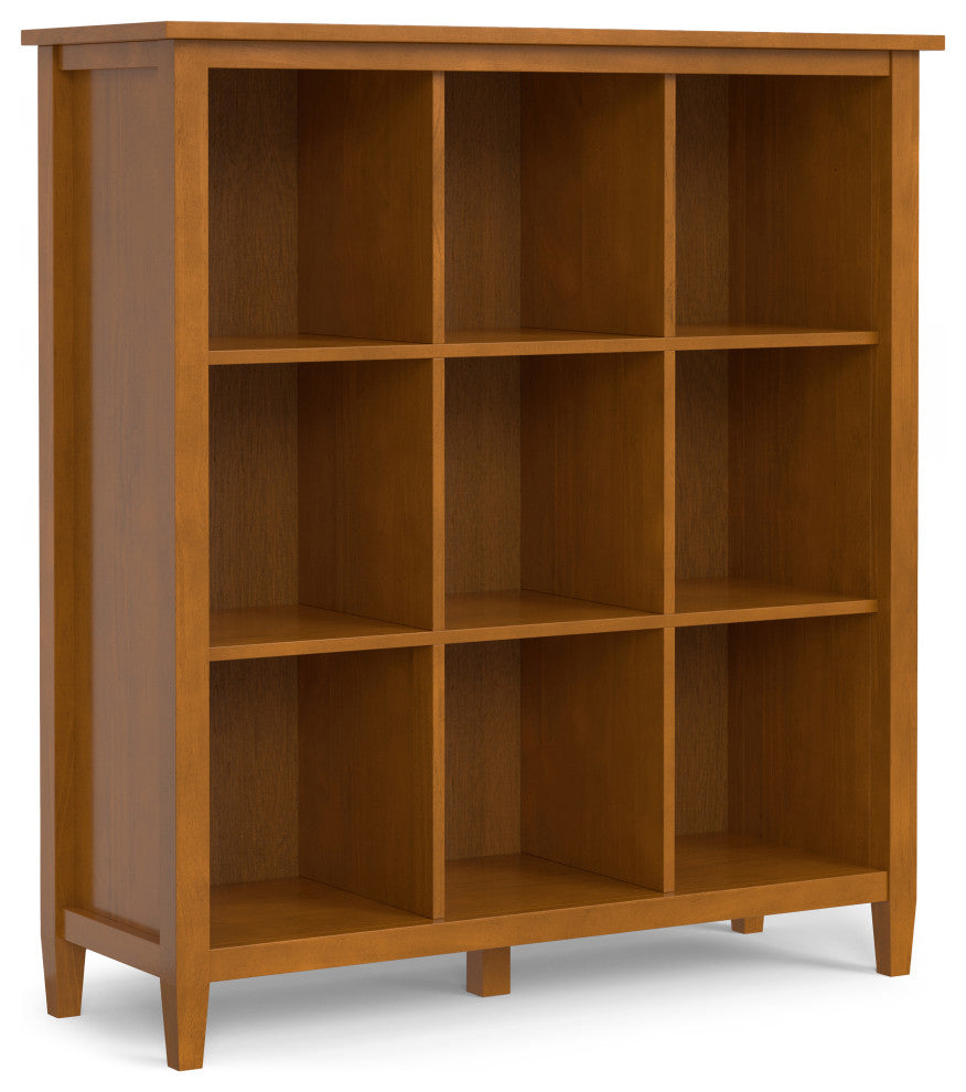 Warm Shaker Solid Wood 9 Cube Storage, Light Golden Brown