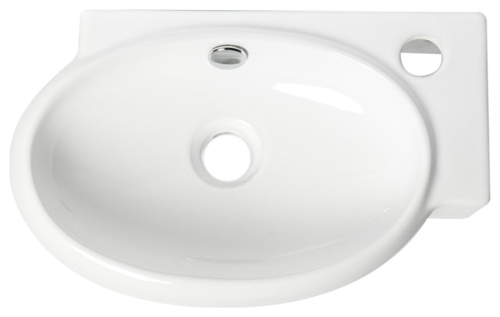 ALFI brand ABC117 White 17" Small Wall Mounted Ceramic Sink with Faucet Hole