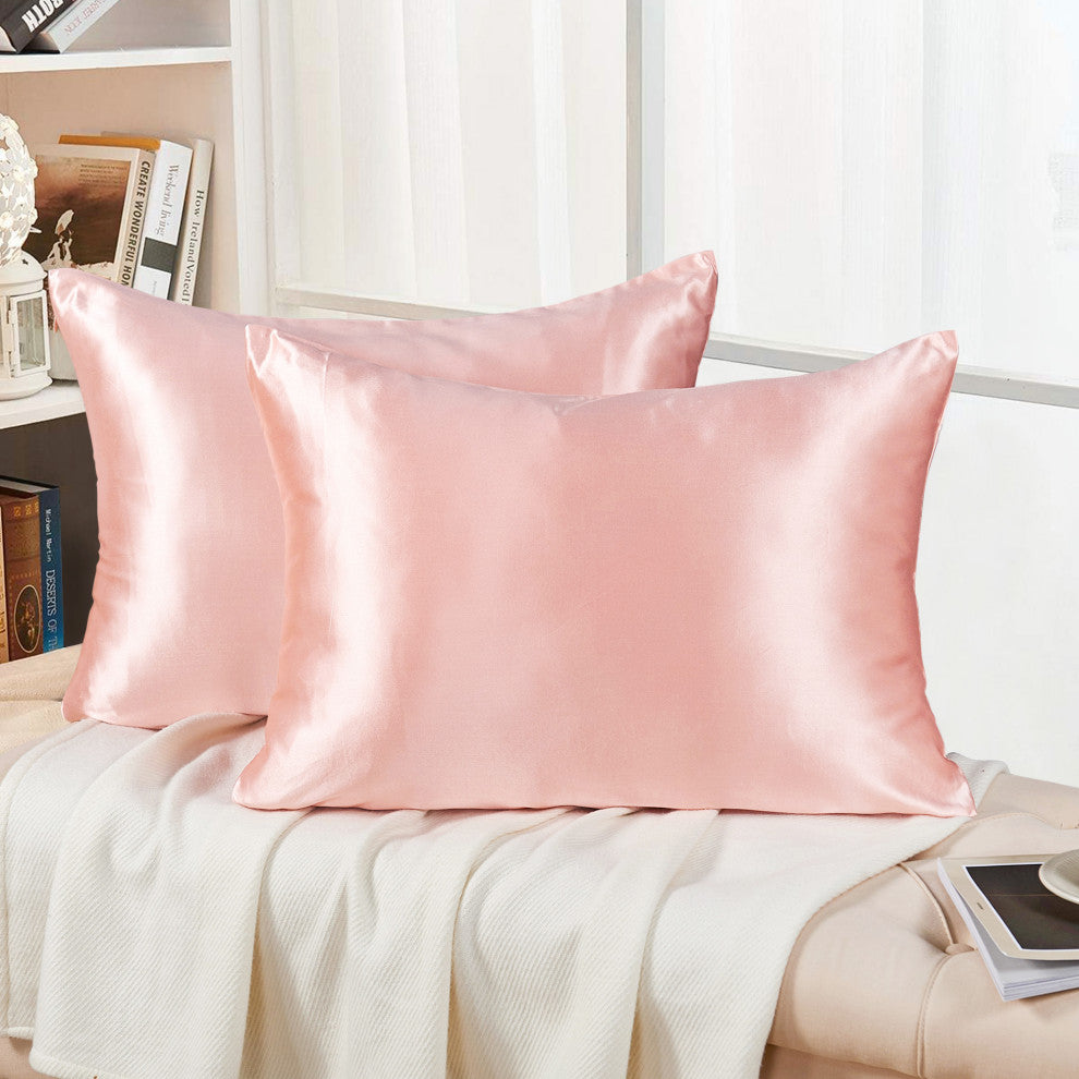 Luxury Silk-Cotton Blend Pillowcase Set of 2, 20'' x 36'', Russet Red