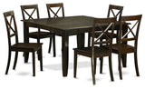 7-Piece Dining Room Set, Table With Leaf and 6 Chairs, Cappuccino