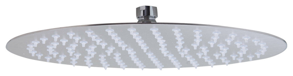 Solid Ultra Thin Rain Shower Head, Brushed Stainless Steel, 12", Round
