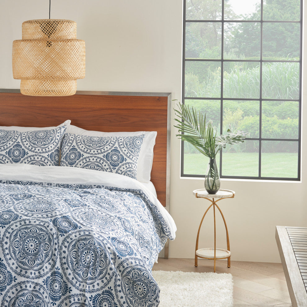 Nourison DSC03 Bedding, Navy,FULL/QUEEN 3 PC SET