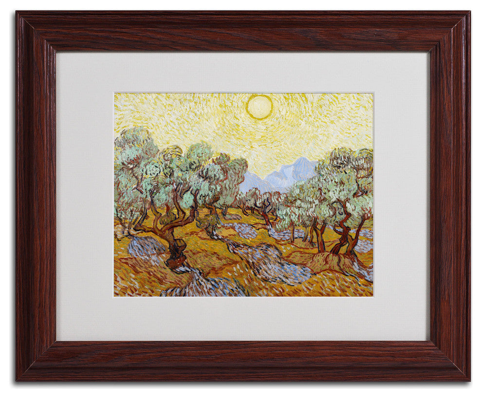 'Olive Trees, 1889' Matted Framed Canvas Art by Vincent van Gogh