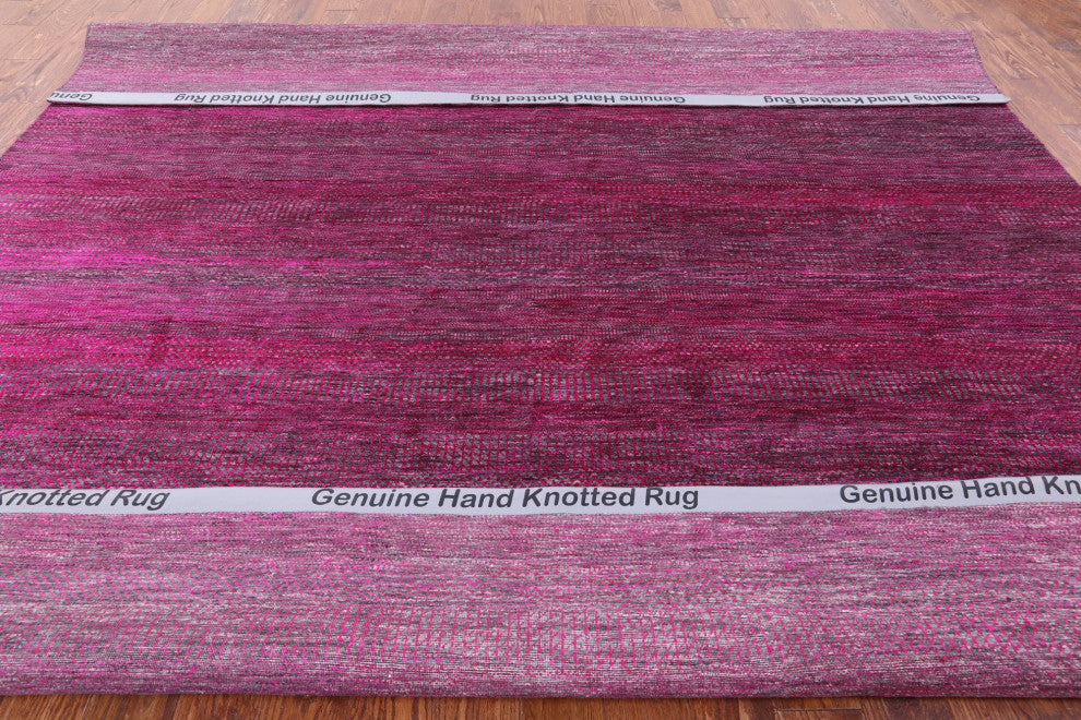 10' Square Hand-Knotted Super Savannah Gabbeh Wool and Silk Rug Q6098