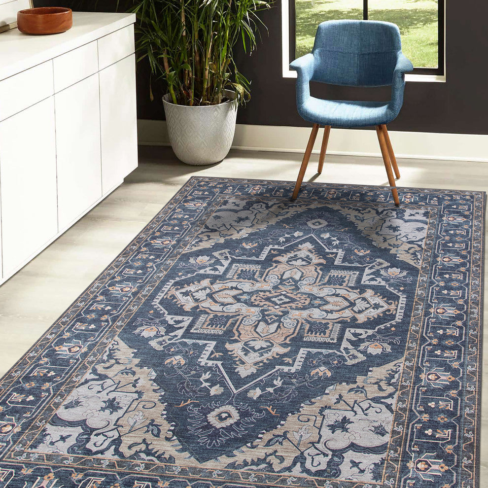 Amer Rugs Myra Shantalle MYR-7 Royal Blue Power-loomed - 5' X 7'6" Rectangle