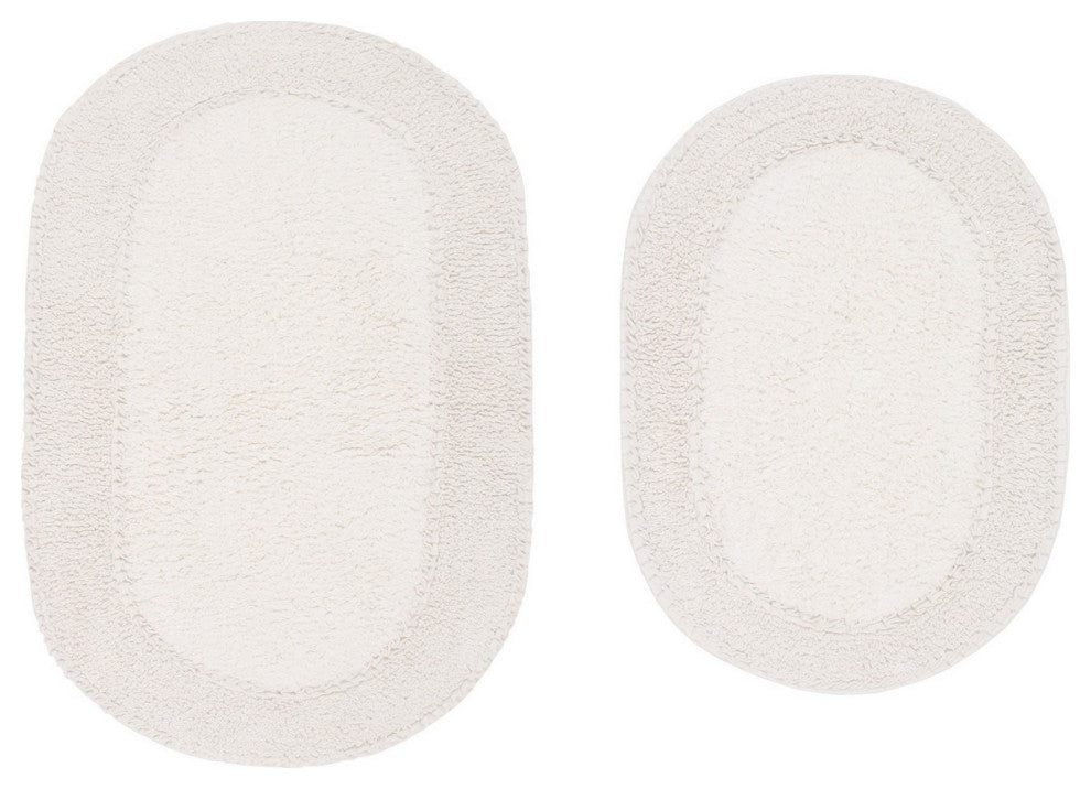 Double Ruffle Collection Bath Rugs Set, 2 Piece Set, Ivory