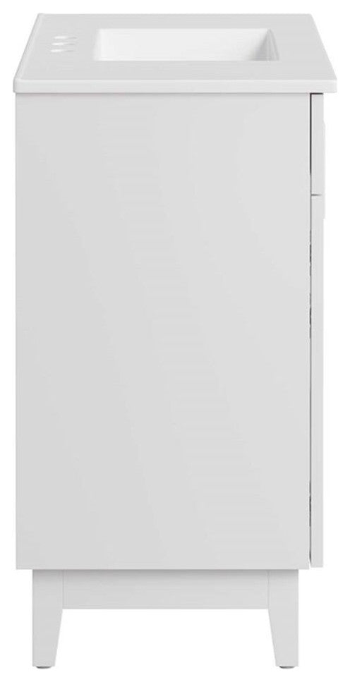 Modway Miles 36" Wood Bathroom Vanity with Tapered Legs in White