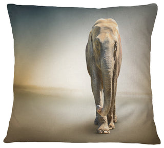 Smart Elephant Walking Animal Throw Pillow, 16"x16"
