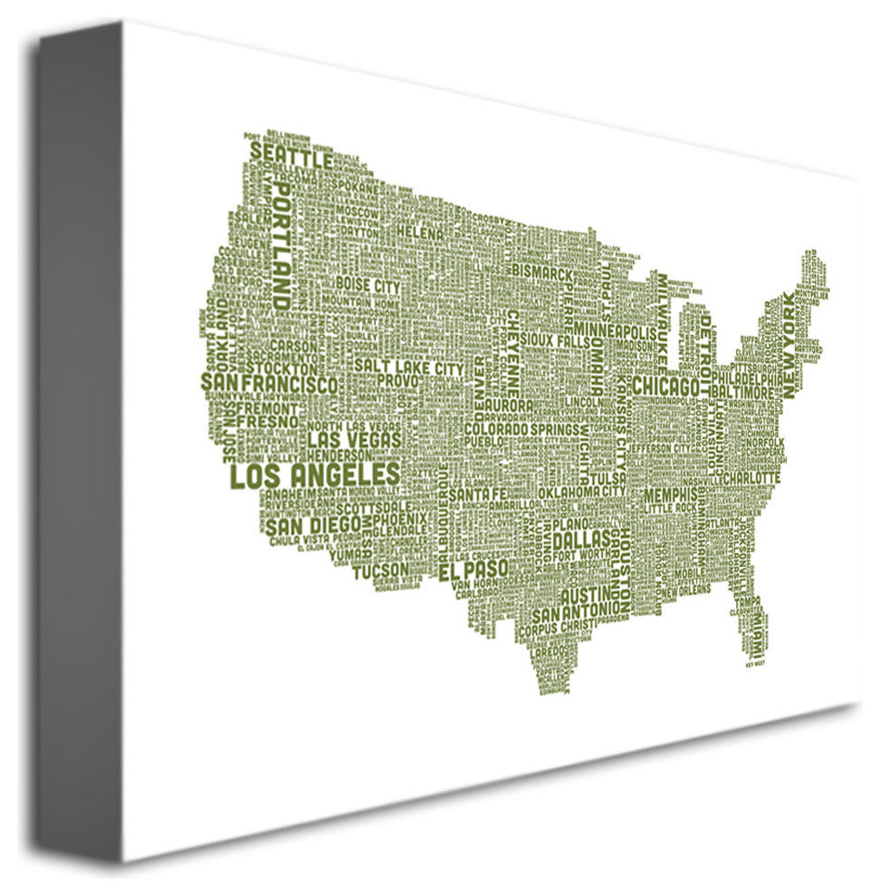 'US City Map XVIII' Canvas Art by Michael Tompsett