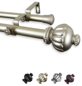 Bran 1" Double Curtain Rod, Light Gold, 28-48"