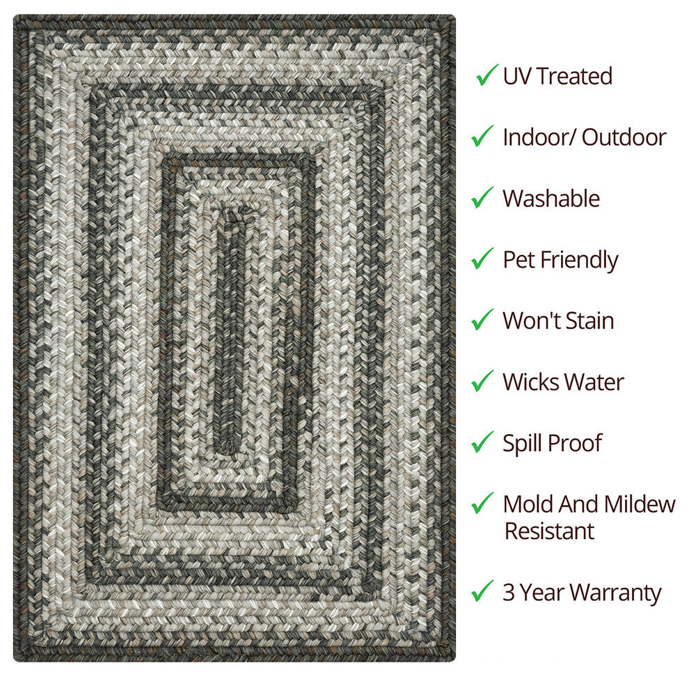 Homespice Decor 8 x 10' Rectangle Graphite Ultra Durable Braids