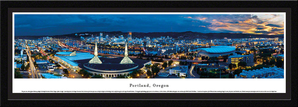 Portland Skyline Panoramic Poster, Oregon , Select Frame