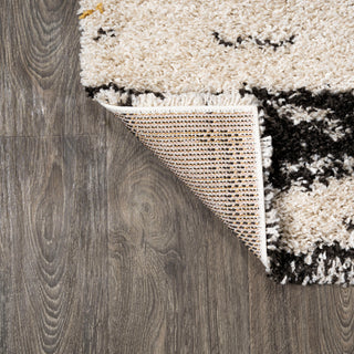 Nova Modern Bold Strie' Shag Beige/Black/Yellow 5'x8' Area Rug