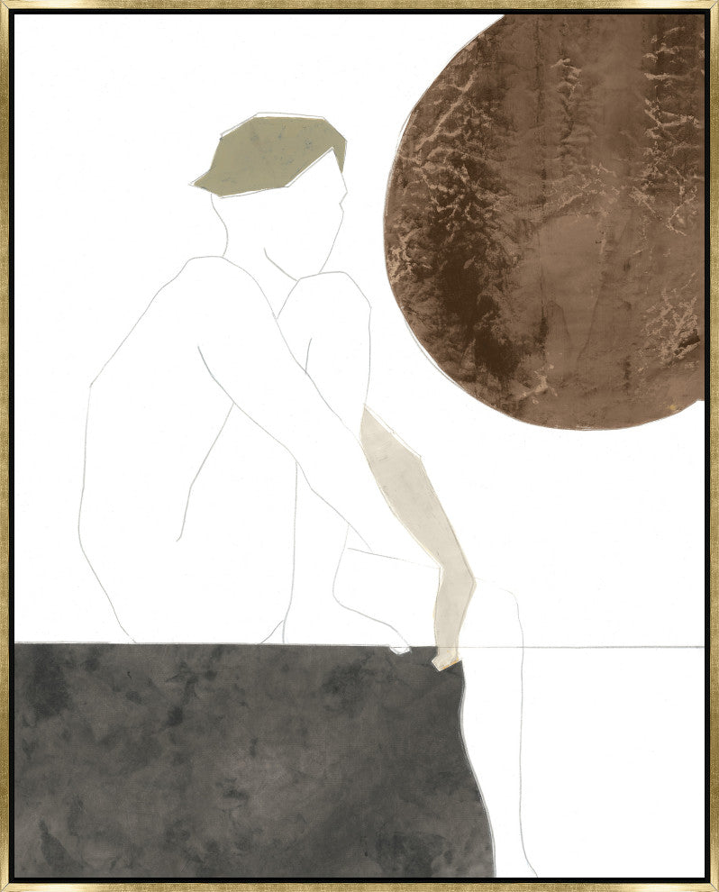36x45 Sepia Mood V, Framed Artwork, Gold