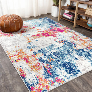 Sunset Modern Abstract Area Rug, Blue/Multi, 4 X 6