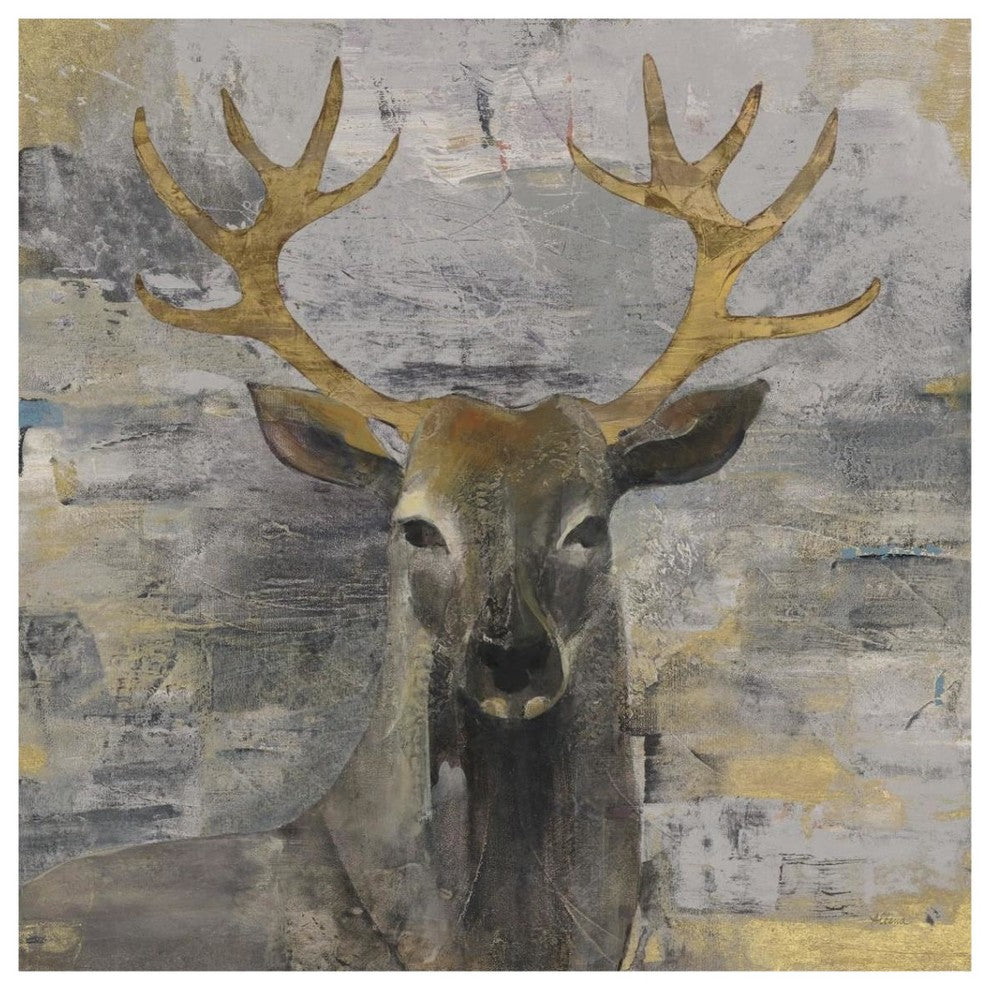 "The Leader Gold Light Grey" Digital Paper Print by Albena Hristova, 38"x38"