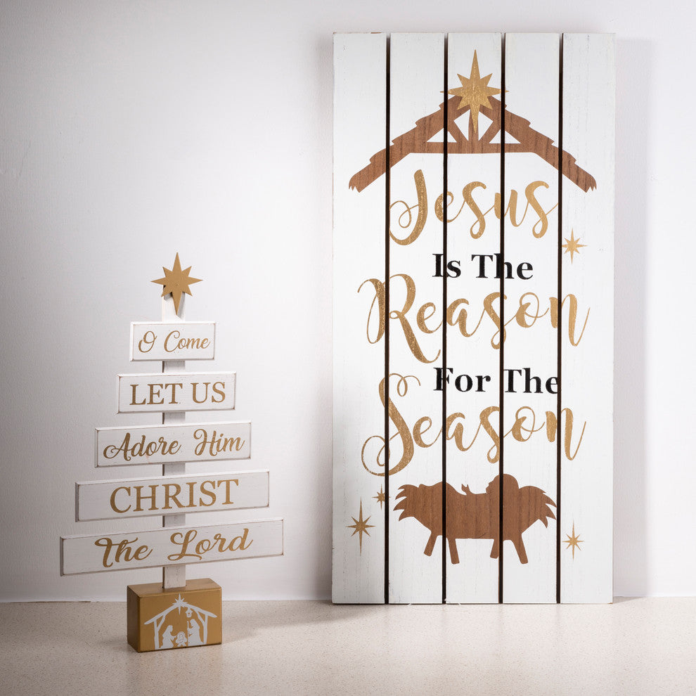 27.95" Wooden Nativity Wall Decor