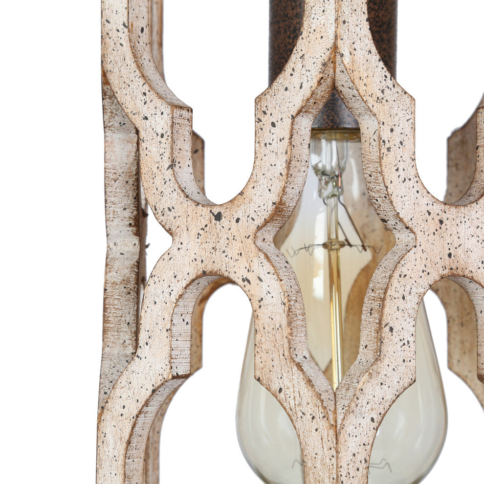 LNC Farmhouse Bronze Distressed Wood Cylinder Chandelier, 6.1" Width