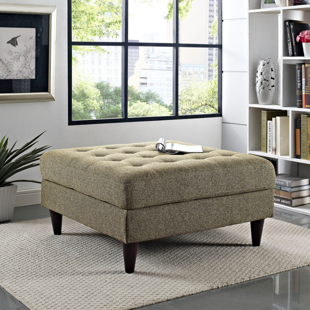 Modern Oatmeal Empress Upholstered Large Ottoman