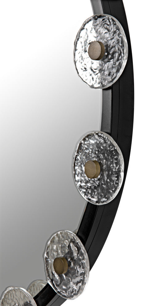 Moira Mirror With Glass Details, Black Metal