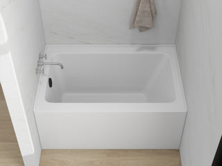 Vanity Art Alcove Soaking Acrylic Bathtub, White/Matte Black, 48"x32", Left