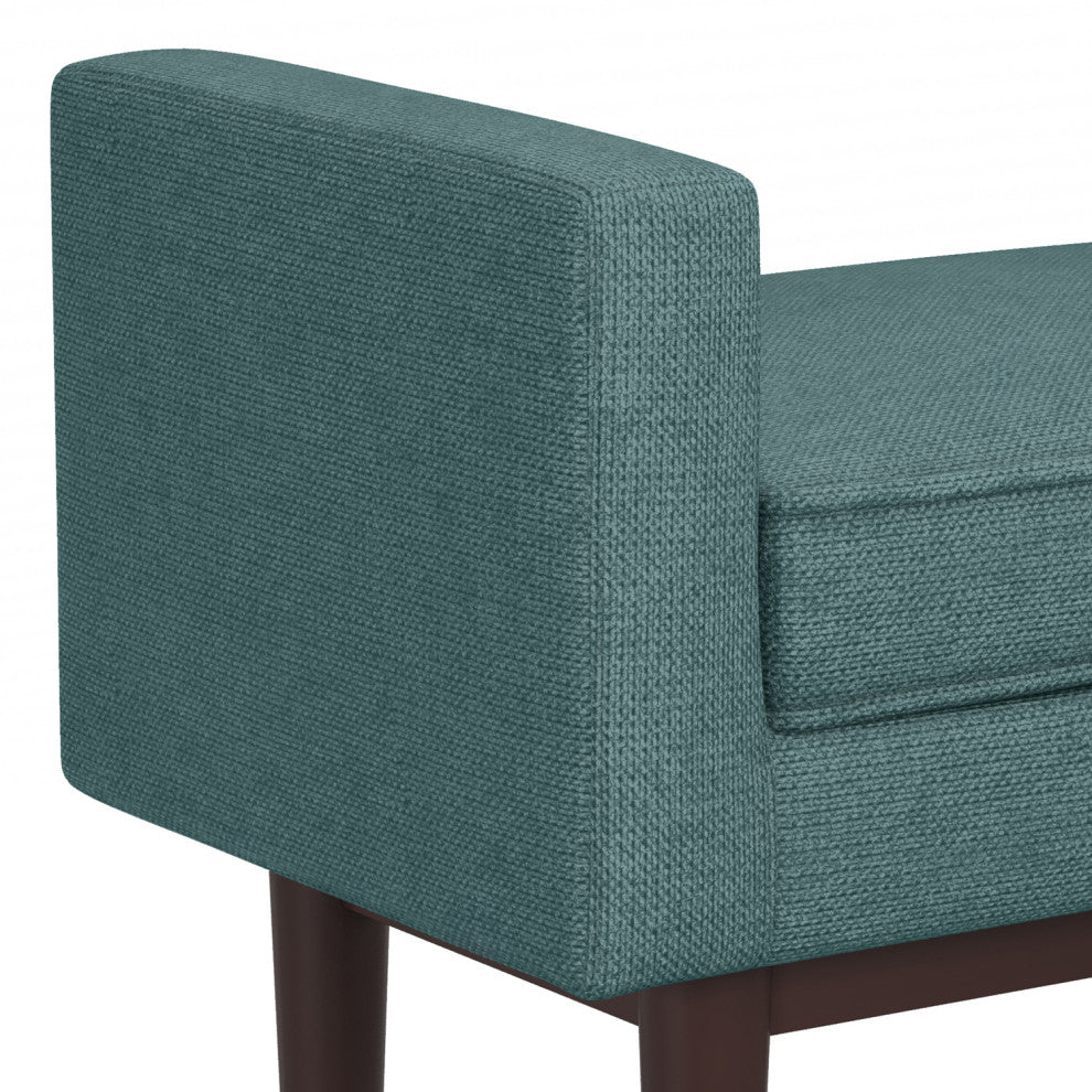 Scott Solid Hardwood Small Ottoman Bench, Smoky Teal