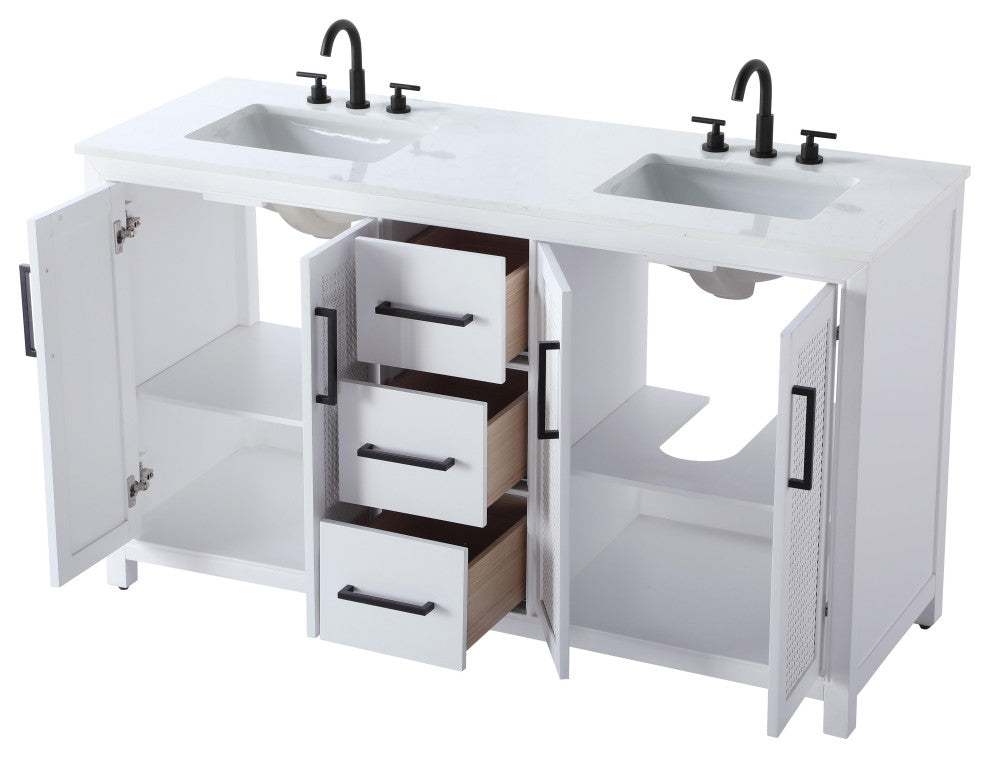 Home Living 60" Double Bathroom Vanity, White