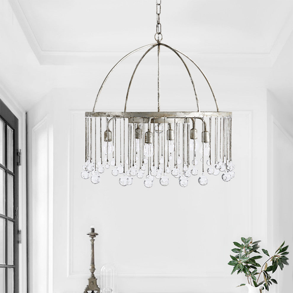 6-Light Vintage Luxe Glass Crystal Chandelier