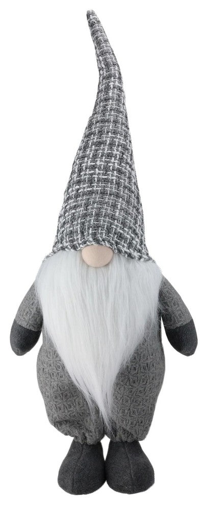 27" Winter's Beauty Grey and White Gnome Cloth Button Nose Table Top Decoration