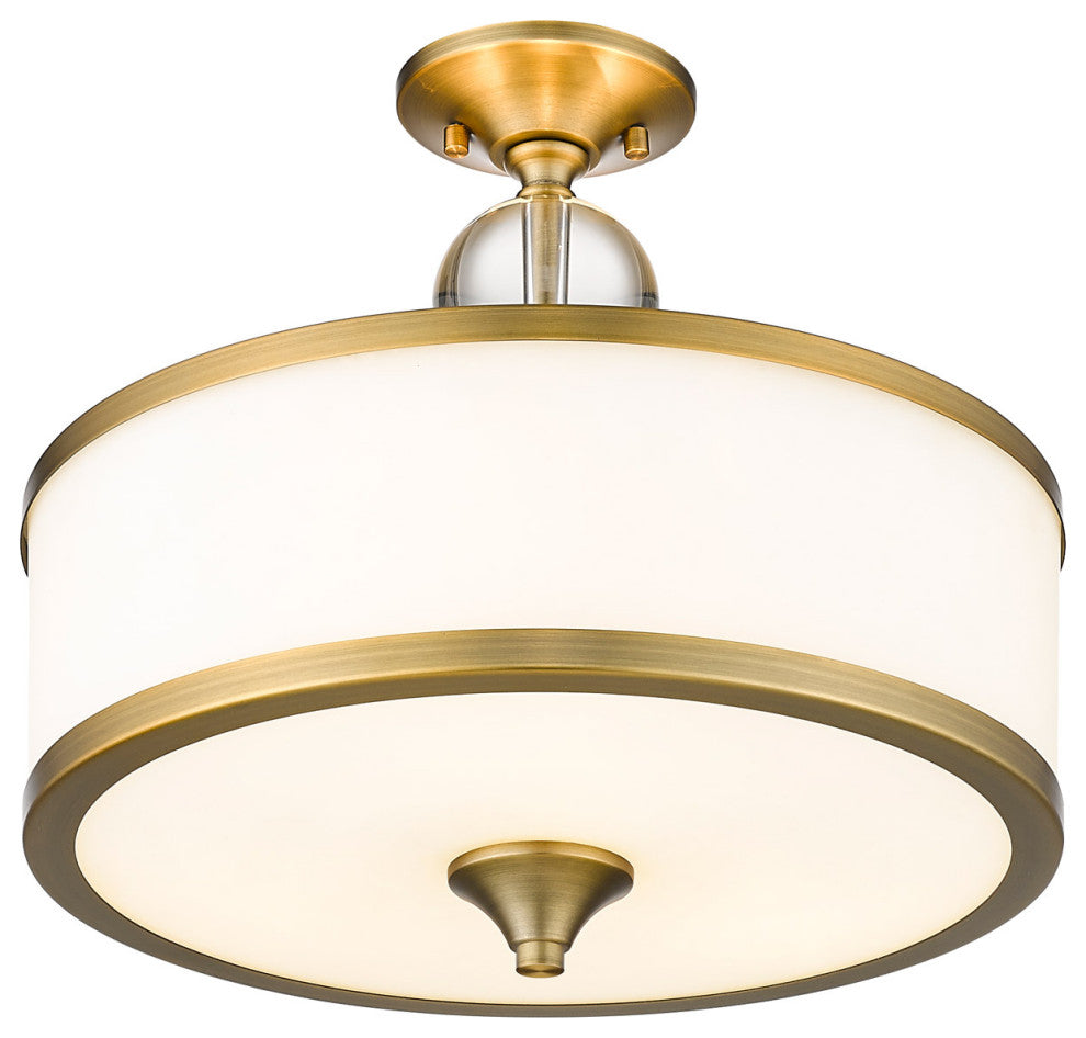 Zlite 307SF-HBR 3-Light Semi Flush Mount, Etched White