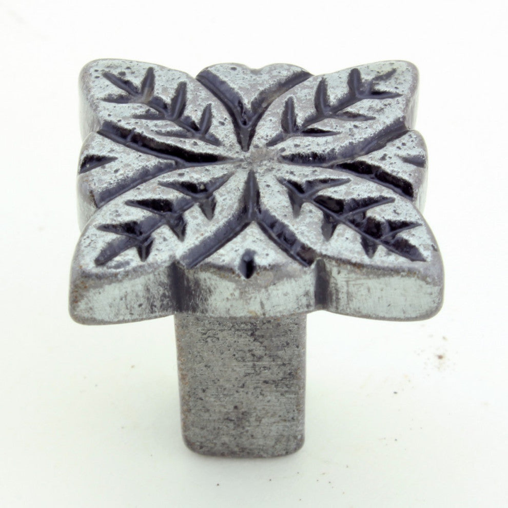 Flower Iron Cabinet Knob Pewter Finish Cabinet Hardware Pack of 4
