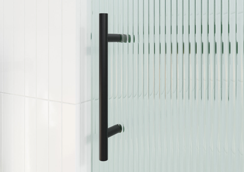 Galaxy 60"x60" Frameless Glass Sliding Bathtub Doors, Matte Black, Left