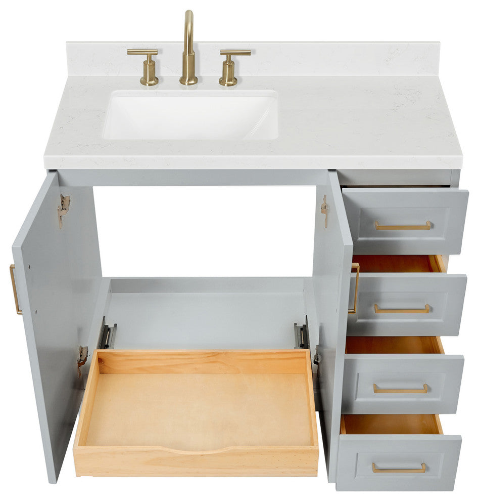Ariel Taylor 42" Left Offset Single Rectangular Sink Bathroom Vanity