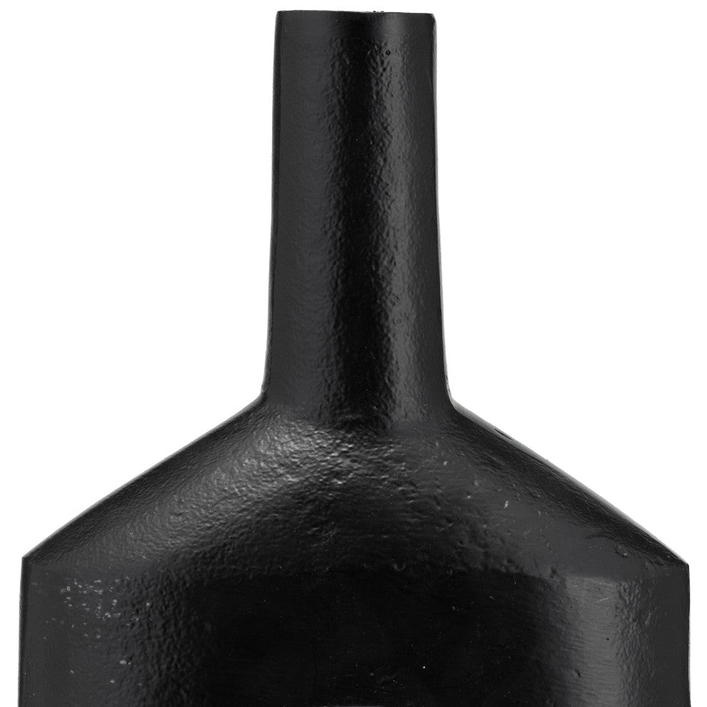 Metal, 16"H, Tall Modern Open Cut Out Vase, Black
