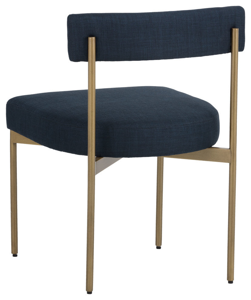 Seneca Dining Chair, Antique Brass, Arena Navy, Set of 2