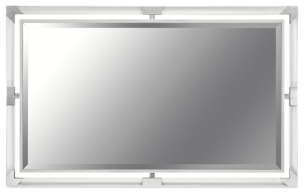 Penthouse Acrylic Wall Mirror - Clear/Brushed Stainless Steel