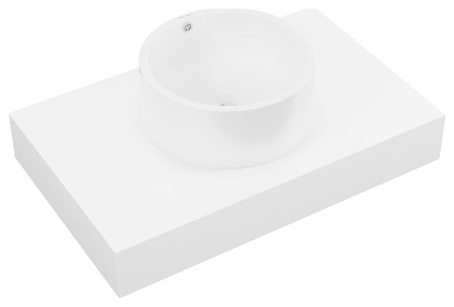 Monaco 36" Floating Bathroom Shelf With Vessel Sink, Glossy White