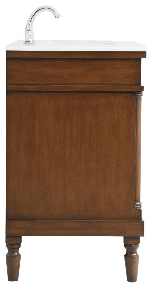 48" Single Bathroom Vanity, Walnut With Ivory White Engineered Marble