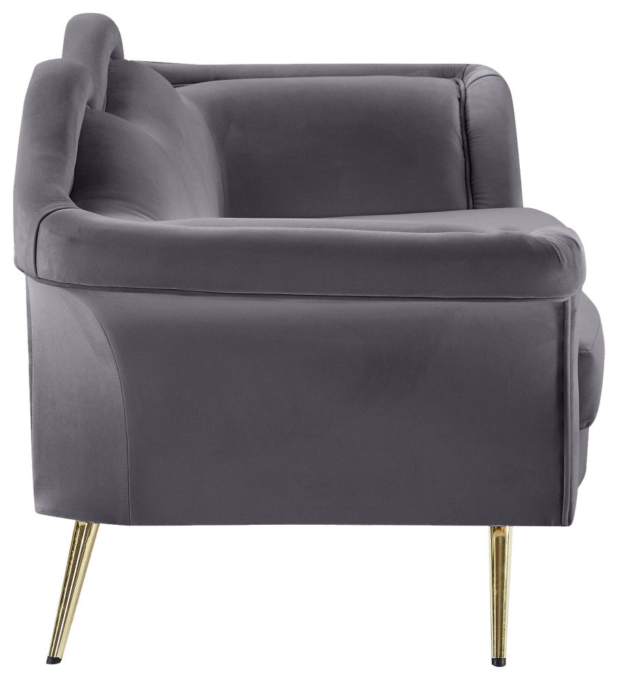 Lips Velvet Upholstered Loveseat, Gray