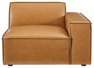 Restore Right-Arm Vegan Leather Sectional Sofa Chair-Tan