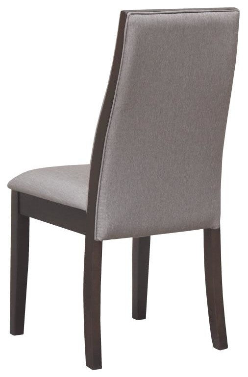 Spring Creek Espresso Brown Finish Dining Side Chairs with gray Fabric, Set of 2