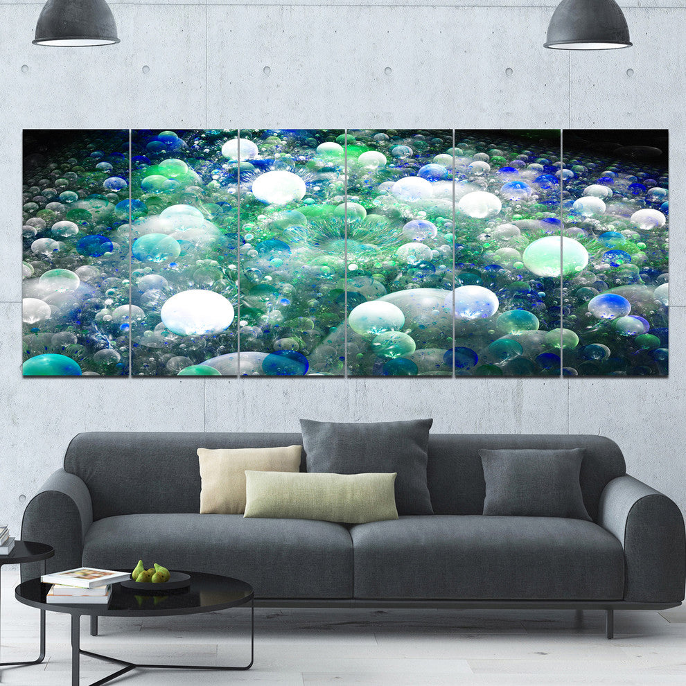 Colorful Molecules Fractal Design, Abstract Canvas Art Print, 70"x28", 6 Panels