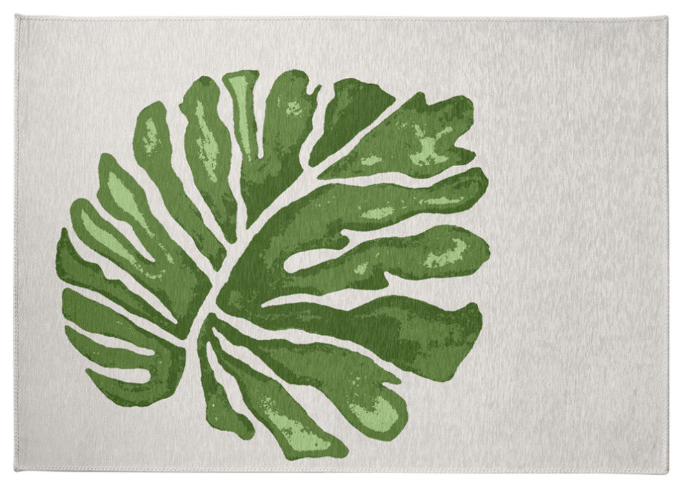 Big Leaf Spring Chenille Rug, Green, 5'x7'