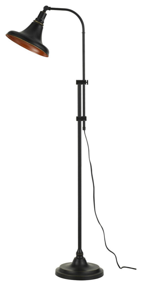 58" Bronze Adjustable Traditional Shaped Floor Lamp With Bronze Dome Shade