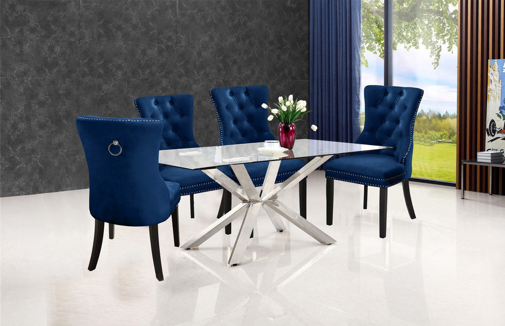 Nikki Velvet Dining Chairs, Set of 2, Navy