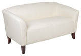 Modern White Leather Loveseat